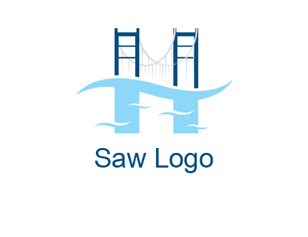 waves and bridge letter h logo