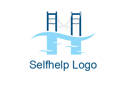waves and bridge letter h logo