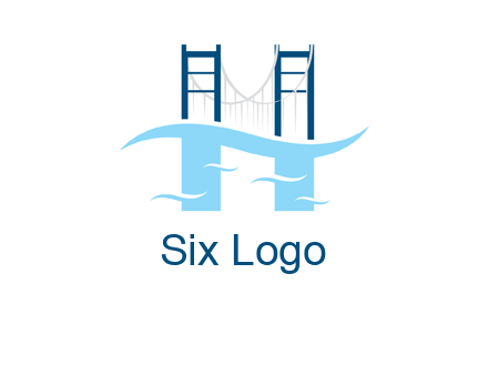 waves and bridge letter h logo