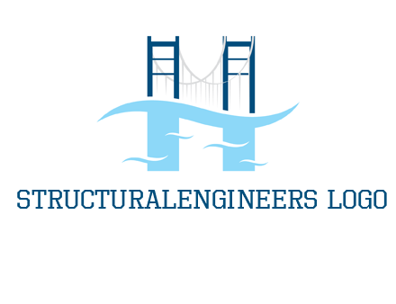 waves and bridge letter h logo