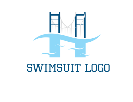 waves and bridge letter h logo