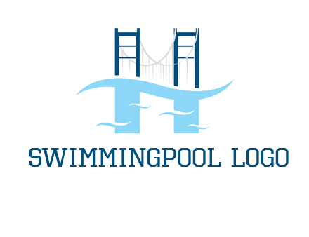 waves and bridge letter h logo