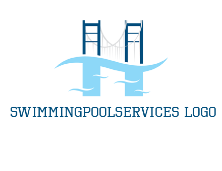 waves and bridge letter h logo
