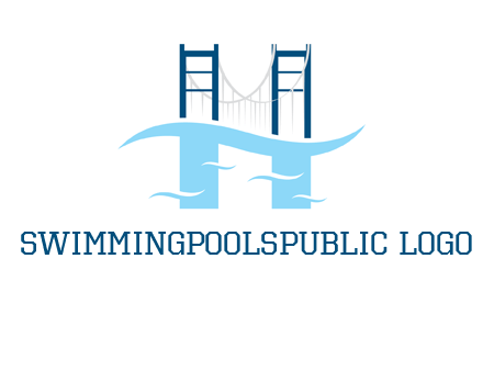 waves and bridge letter h logo