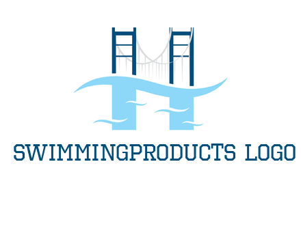 waves and bridge letter h logo