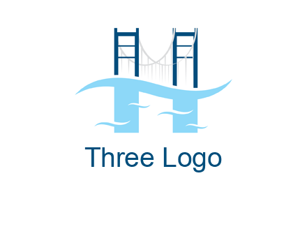 waves and bridge letter h logo
