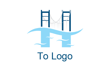 waves and bridge letter h logo