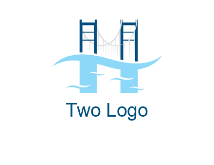 waves and bridge letter h logo