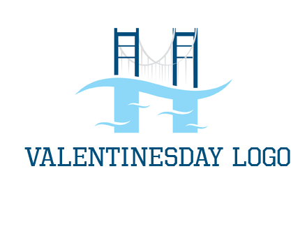 waves and bridge letter h logo