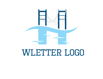 waves and bridge letter h logo