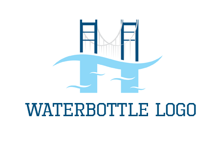 waves and bridge letter h logo