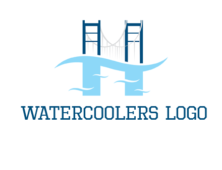 waves and bridge letter h logo