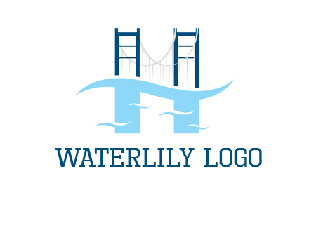waves and bridge letter h logo