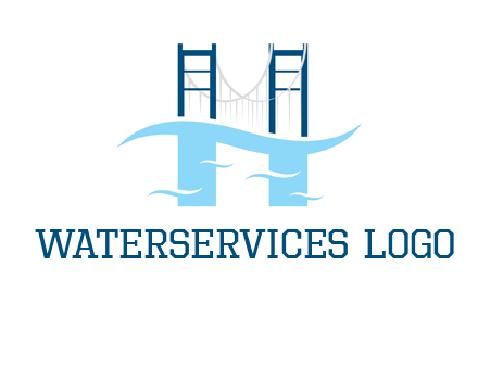 waves and bridge letter h logo