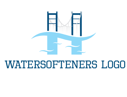 waves and bridge letter h logo