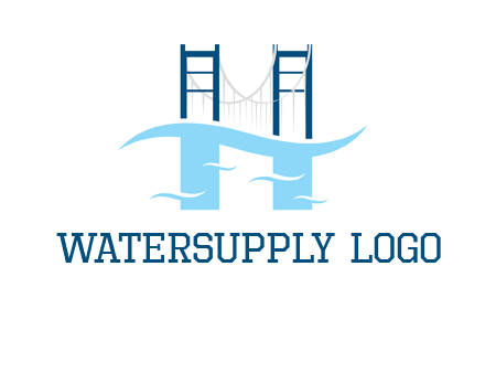 waves and bridge letter h logo
