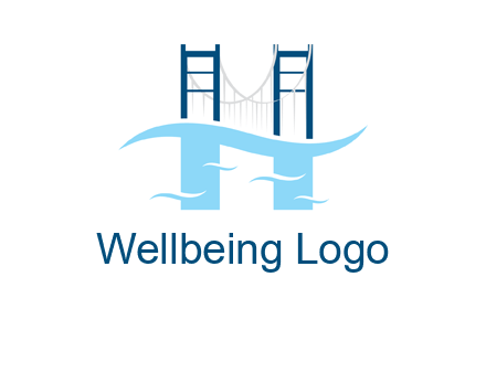 waves and bridge letter h logo