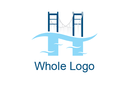 waves and bridge letter h logo