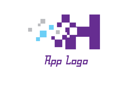 letter h pixels logo