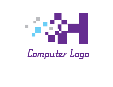 letter h pixels logo