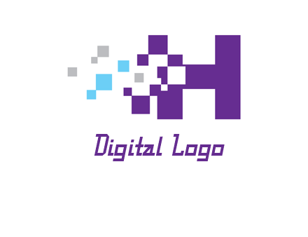 letter h pixels logo