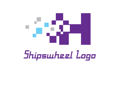 letter h pixels logo