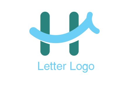 smile on letter H logo