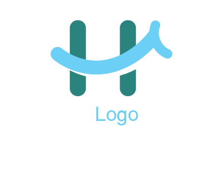 smile on letter H logo