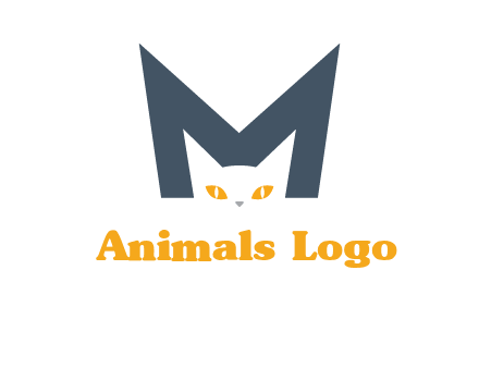 cat face letter m logo