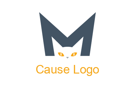 cat face letter m logo