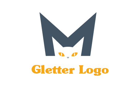 cat face letter m logo