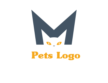cat face letter m logo