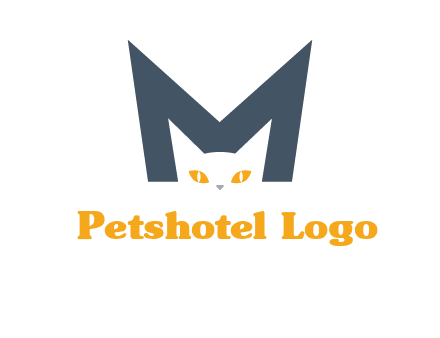 cat face letter m logo