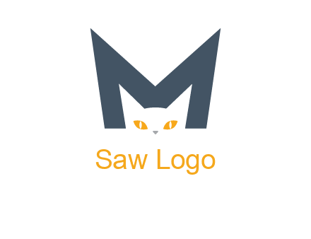 cat face letter m logo