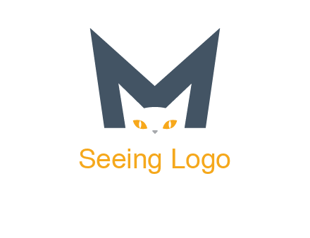 cat face letter m logo