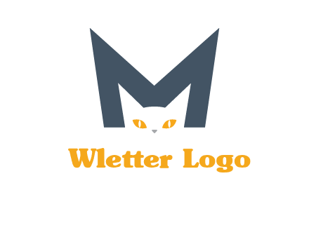 cat face letter m logo