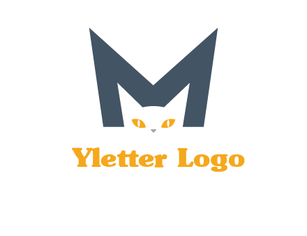 cat face letter m logo