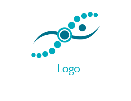 DNA spine swoosh person with circles medical logo