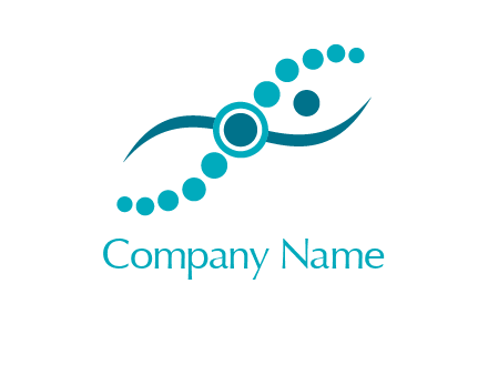 DNA spine swoosh person with circles medical logo