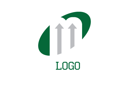 up arrows in letter M logo