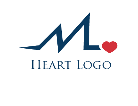 letter m heart beat logo