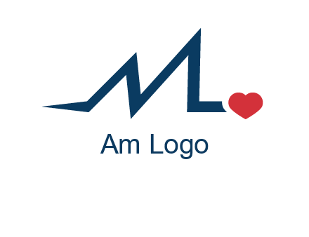 letter m heart beat logo