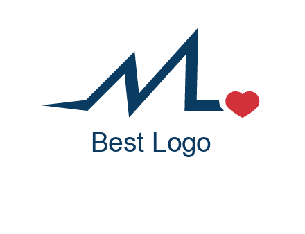 letter m heart beat logo