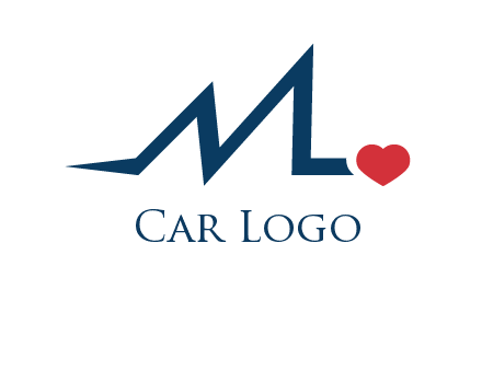 letter m heart beat logo