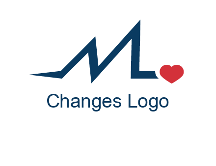 letter m heart beat logo