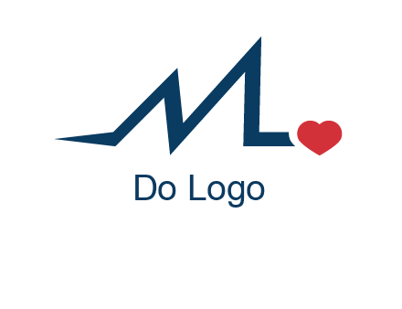letter m heart beat logo