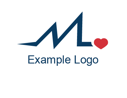 letter m heart beat logo