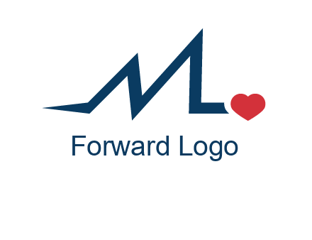 letter m heart beat logo