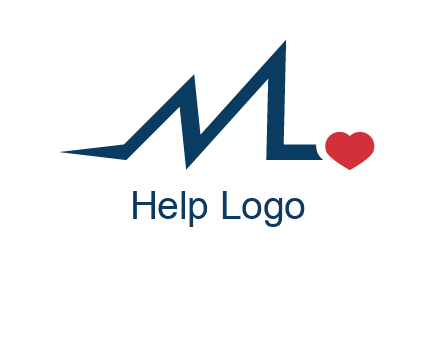 letter m heart beat logo