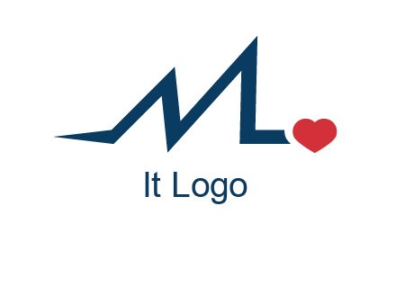 letter m heart beat logo